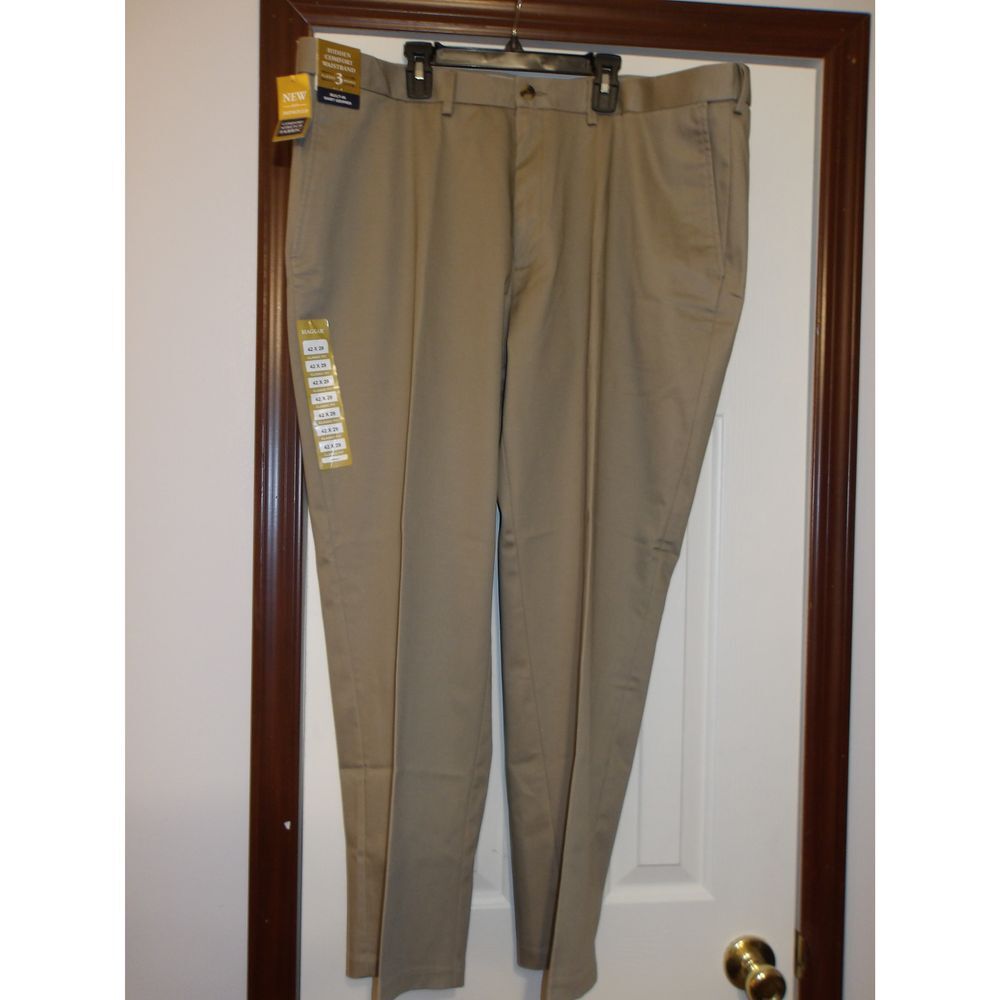 Haggar Iron Free Premium Khaki Pants Classic Fit Wrinkle-Free Comfort Waist